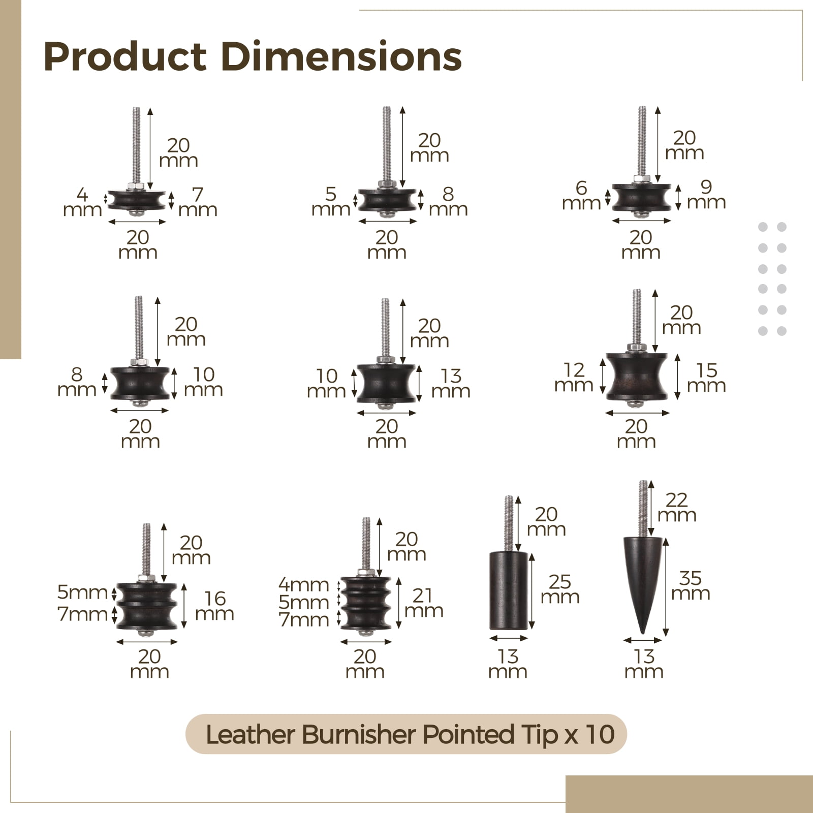 10-in-1 Leather Burnisher Kit for Rotary Tools - 3mm Shank Professional Edge Polisher Bits | Instant Shine for Belts, Wallets, Bags | Beginner-Friendly Leather Craft Tools