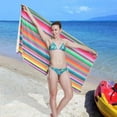 thumbnail image 5 of Coolnut Mexican Serape Blanket Stripes Beach Towel Fast Drying Camping Towels Sand Free Beach Blanket Soft Absorbent Travel Sport Towel for Gym Bath Shower Swimming 31" x 71" Washcloth Gift, 5 of 7