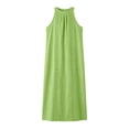 thumbnail image 4 of Ovbmpzd Shift Womens Summer Dresses Long Tea-Length Green Maxi Dresses Crew Neck Casual Sleeveless Dresses Dresses,XXXL, 4 of 5