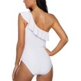 thumbnail image 5 of Women's One Piece Swimsuits One Shoulder Swimwear Asymmetric Ruffle Bathing Suits White, 5 of 5
