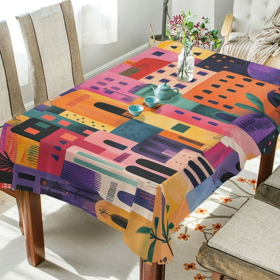 Yayeee Tablecloths for Rectangular Tables 54 x 54 inch Party Table Cover, Art Buildings