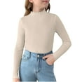 thumbnail image 5 of Ruyang Kids Girls Thermal Shirts Ruffle Neck Slim Fit Long Sleeve Base Layer Top Fall Winter Warm Plain Ribbed Sweater, 5 of 6