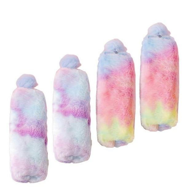 Pencil Case Organizer Assorted Color Plush Pencil Container for School Supplies Zipper 4Pcs