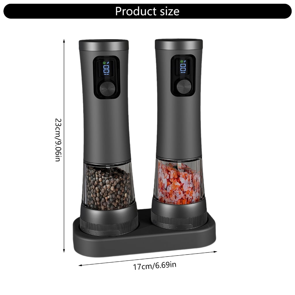 PatungKu Nonrust Steel Automatic Pepper Grinders USB Rechargeable 2 Grinding Speed Adjustable Coarseness Dials 100ml Large Capacity