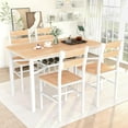 thumbnail image 4 of LinkRomat Dining Table Set for 4, Farmhouse Kitchen Table with 4 Wood Chairs, Dining Room Set for Breakfast Nook, Small Places, Restaurant, Beige, 4 of 8