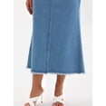 thumbnail image 5 of DARING DIVA Women's Denim Maxi A Line Raw Hem Jean Skirt X-Large Sky Blue, 5 of 7