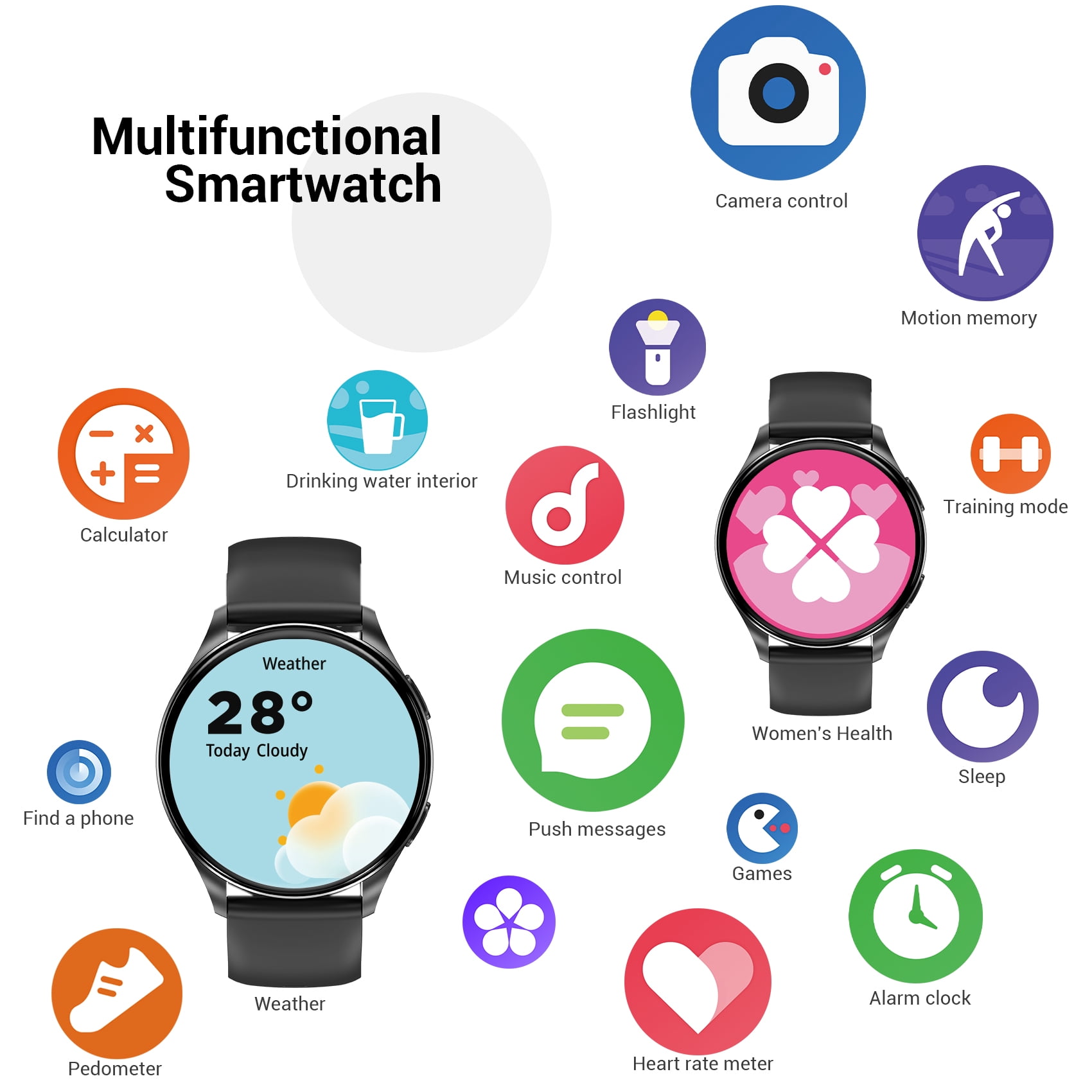 Blackview Smart Watch for Men, 1.43" AMOLED Fitness Tracker Watch with Bluetooth Call, 100+ Sports Modes, AI Voice Assistant, 2 Straps, Waterproof Smartwatch for Android iPhone,Black