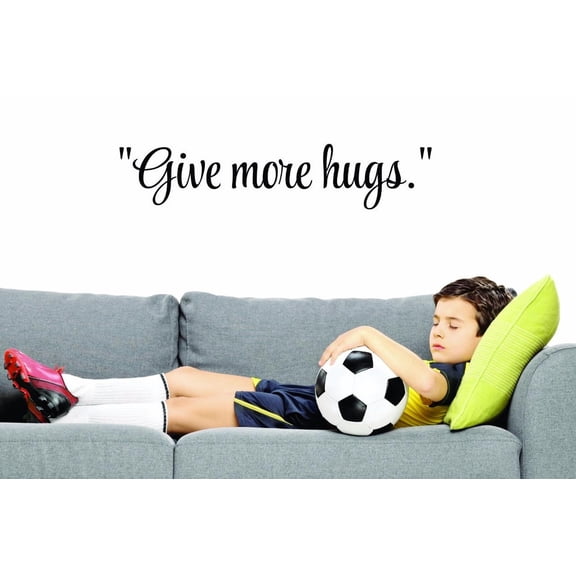 Custom Decals Give More Hugs.Wall Art Size: 6 X 20 Inches Color: Black