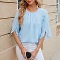 thumbnail image 5 of Tittly T Shirts for Women Basic Tees Women Casual Printing Short Sleeves V Neck Loose T Shirt Blouse Tops Tshirts Shirts Womens Tops Blue XL, 5 of 9