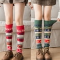 thumbnail image 2 of Yokua Women Winter Christmas Knit Leg Warmers Snowflake Reindeer Jacquard Knee High Footless Socks Holiday Snow Boots Cover, 2 of 20