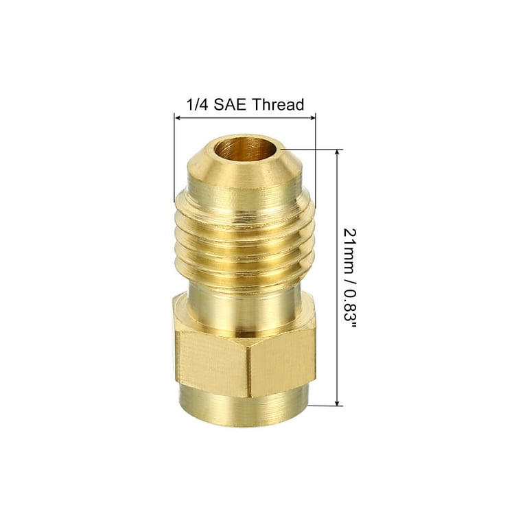 Uxcell 1/4 SAE Male Thread Brass Flare Tube Fitting Pipe Adapter Connector  for Plumbing HVAC Air Conditioner 2 Pack 