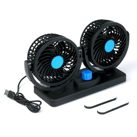 

Dual-Head Usb Fan 360 Degree Rotating Desk Fan 6.5W Powerful Air Circulator Fan With 2 Speed Settings 3.28Ft Usb Cord For Car Truck Office Bedroom