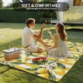 thumbnail image 4 of Lemon Leaves Outdoor Rug 6x9 Ft - Reversible Patio Rug Outdoor Camping Rugs, Yellow Vertical Stripes Spring Flowers Washable Indoor Outdoor Area Rugs, Non-Slip Outdoor Carpet Runner for Deck/Porch, 4 of 8