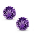 thumbnail image 2 of Gem Stone King 10K White Gold Purple Amethyst Stud Earrings for Women Men (2.40 Cttw, Gemstone February Birthstone, Round 7MM), 2 of 5