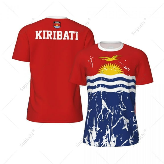 Exclusive design Kiribati Flag Grain 3D Printed Men For Running Bike Soccer Tennis Fitness Sports tshirt Mesh Fans Short T-shirt