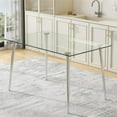 thumbnail image 3 of Sudica 51" Tempered Glass Dining Table, Modern Rectangular Kitchen Table for 4-6, Silver Metal Legs, Easy to Clean, 3 of 11
