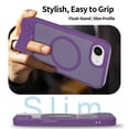 thumbnail image 5 of Dteck Magnetic Case for iPhone 16e,Shockproof TPU+PC Anti-Slip Compatible with Mag Safe Case Adjustable Kickstand Frosted Translucent Matte Phone Cover for iPhone 16e,Darkpurple, 5 of 6