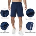 thumbnail image 5 of Zehisen Men's Athletic Shorts Zipper Pockets Quick Dry Lightweight Workout Running Basketball Shorts Navy M, 5 of 7