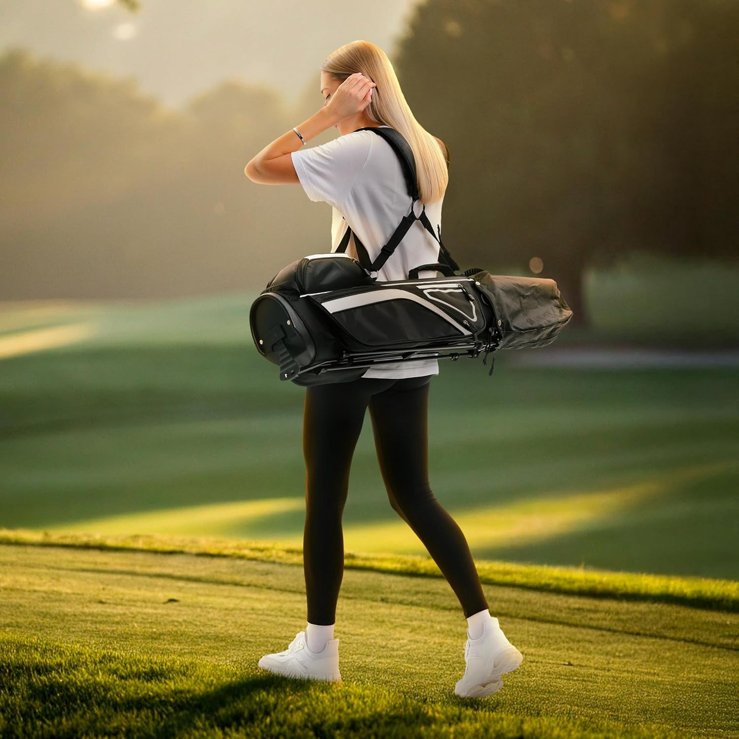 Ultra-Lite Golf Stand Bag - 3 Lbs, 4 Way Divider Portable Carry Case with Rain Hood for Men Women
