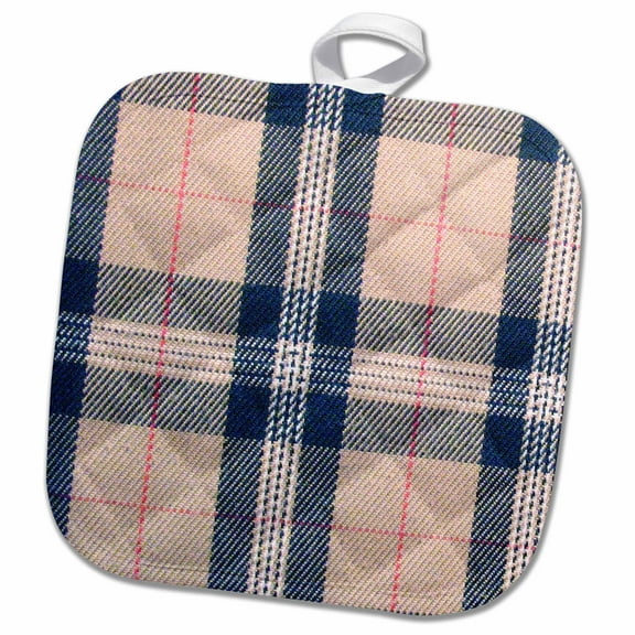 3dRose, Beige tartan pattern - preppy plaid cream black red - tan stylish brown checkered fashionable check, 8x8 Potholder
