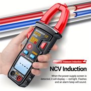 Smart Clamp Multimeter, 600A AC Current Clamp Meter with Auto-Ranging, NCV Function, LCD Display, Measures Voltage, Resistance, Capacitance, Ideal for Home, Auto, and Electrical Repairs
