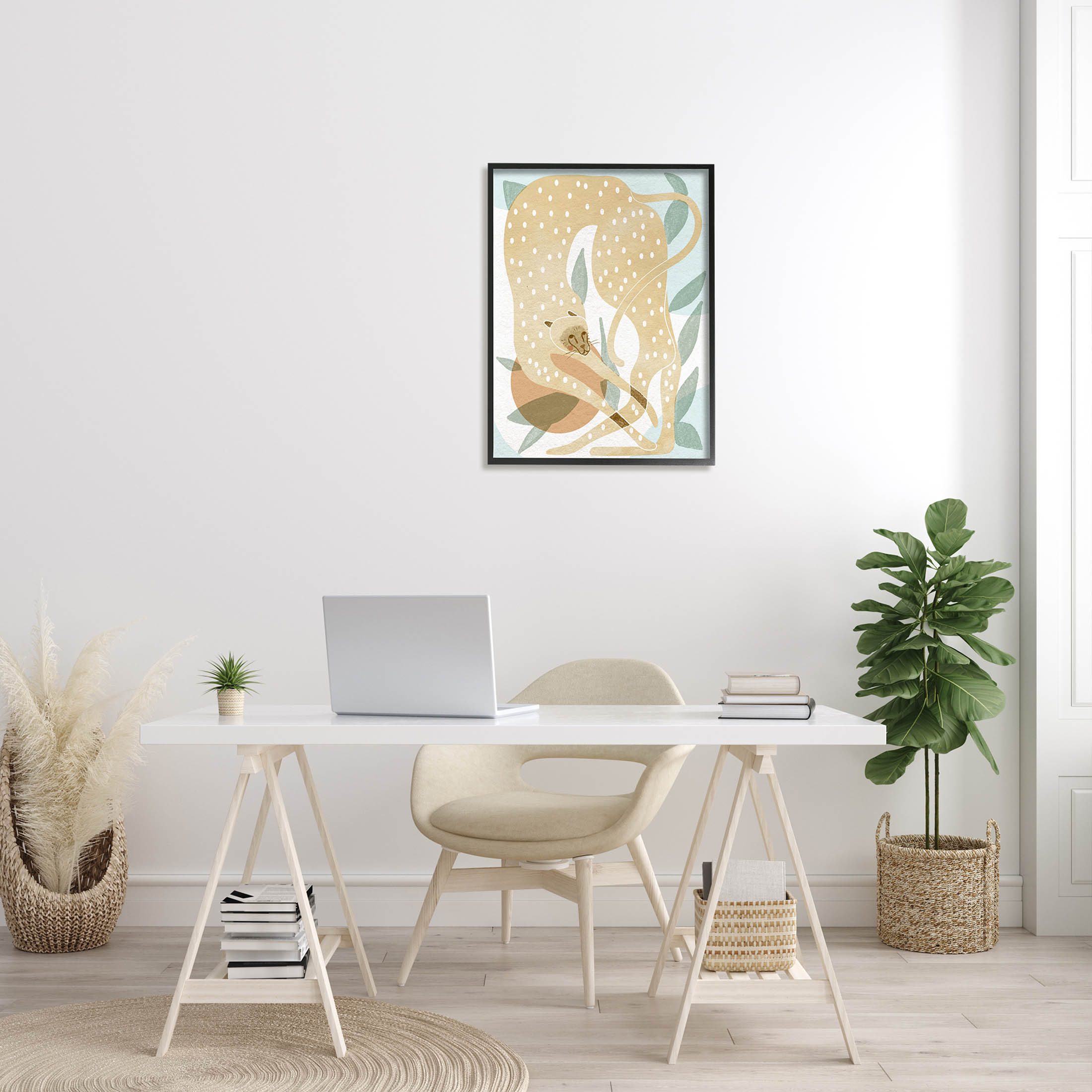 Cheetah Jungle Contemporary Shapes Animals & Insects Graphic Art Black Framed Art Print Wall Art