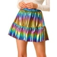 thumbnail image 1 of Minifalda Allegra K Brillante Metálica Con Volantes Mujer Morado Oscuro M, 1 of 6