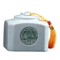 thumbnail image 4 of Recipiente de cerámica para té suelto, lata china rectangular, portátil, con borla cian, 4 of 9