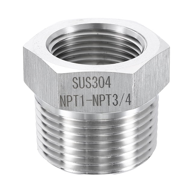 Adaptador reductor de acero inoxidable 304 Uxcell 1" NPT macho x 3/4" NPT hembra, accesorios de tubería hexagonales, adaptador de tubería de fundición para aire, agua, aceite y gas