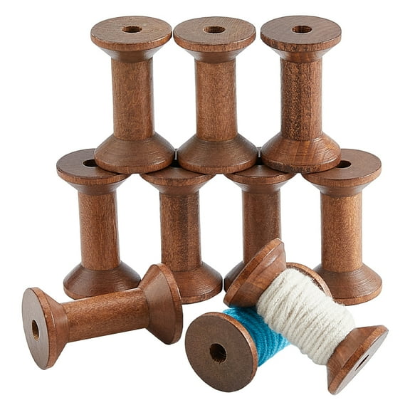 10pc 10Pcs Large Wood Spool 2.4x1.4 Inch Wooden Empty Spools Wire Weaving Bobbins Coconut Brown Empty Thread Spools Sewing Embroidery Thread Spool Sewing Bobbins for Wire Rope Chain Thread Roll