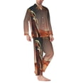 thumbnail image 2 of Gukieu Astronaut On Mars A Print Men's Long-sleeved Pajamas Set, Elastic Waist Pajamas Button-down Pajamas Two-piece Set, Suitable for Adult Male Home Wear-Large, 2 of 7