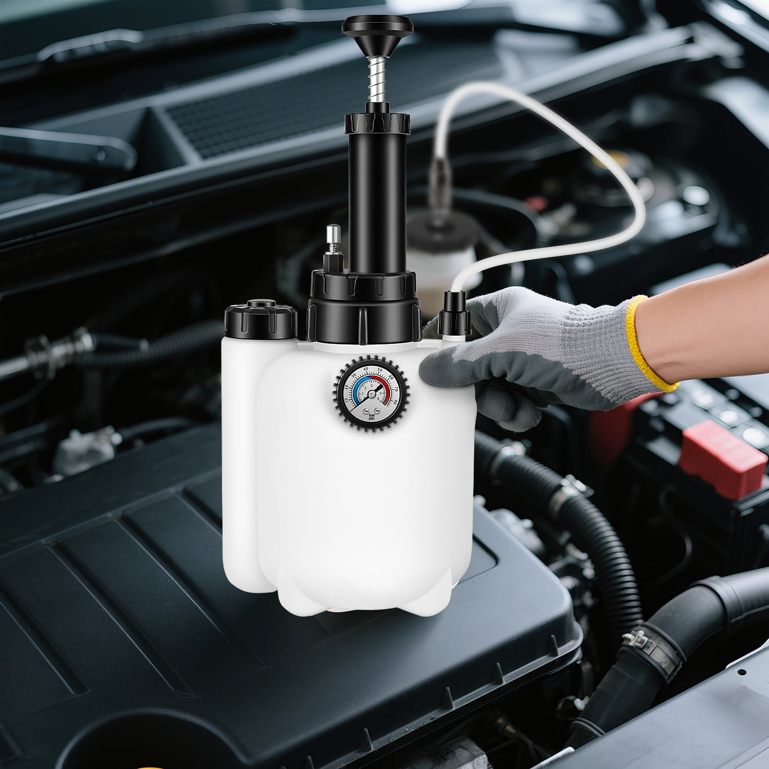 Moclever Automotive Brake Fluid Bleed Vacuum Pump, One Person 3L Manual Brake Bleeder Kit Fit for Most Vehicles