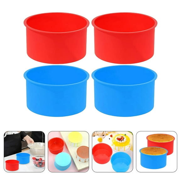 PTOOTP Silicone Baking Molds Set of 4, Assorted Colors, Microwave , Non-Stick, Flexible, Kitchen Bakeware