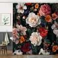 thumbnail image 3 of Floral Shower Curtain, Boho Flowers Black Dark Bathroom Decor Shower Curtain Sets, Waterproof Fabric Bathroom Curtain with Hooks, 72 x 72 inch, 3 of 6