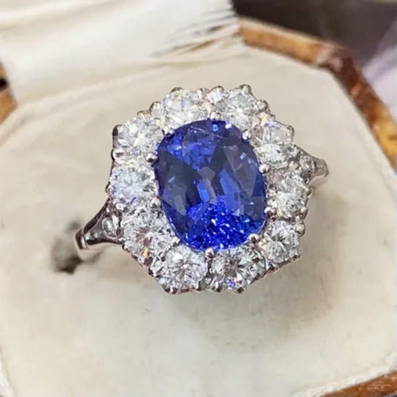 GKNET Romantic Cubic Zirconia Engagement Delicate Jewelry 925 Silver Ring Women Gift Size 6-10-8-Blue