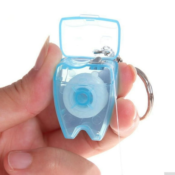 Llavero de hilo dental portátil, hilo dental, hilo dental, enhebradores de hilo dental para viajes Azul