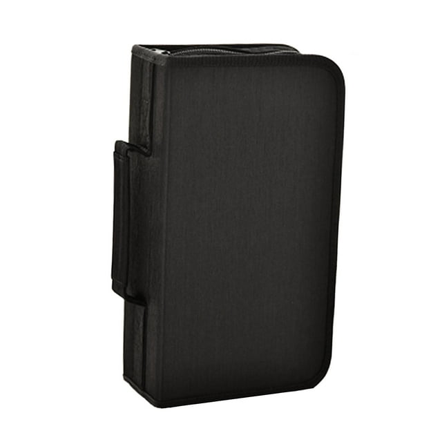 Estuche para CD y DVD con capacidad para 128 unidades, con cremallera, fundas para folletos, portátil y elegante, ideal para oficina, hogar viajes. Negro