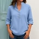 thumbnail image 2 of Tops de trabajo para Mujeres,Camisa informal de manga larga con botones y cuello en V para mujer, de poliéster y elastano estampado, corte regular, cómoda para uso diario, sopatenor, 2 of 9