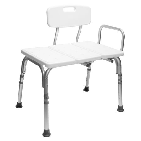 HEALTHLINE Tub Transfer Bench, Lightweight Medical Bath and Shower Chair with Back Non-Slip Seat, Bathtub Transfer Bench for Elderly and Disabled, Adjustable Height,