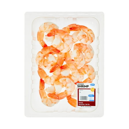 Fresh Fully Cooked Colossal Shrimp Peeled and Deveined, Tail-on, 1 lb Bag, 16-22 Ct, Ready to Eat, 15g Protein per 3 oz, (85g) Serving