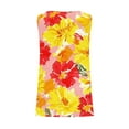 thumbnail image 4 of Tank Tops for Women Sleeveless Square Collar Floral Print Casual Loose T-shirt Yellow S, 4 of 5