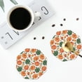 thumbnail image 4 of Honeii Autumn Pumpkins print Leather Coaster Set of 4, ideal for safeguarding your furniture from drinks spills and effortless cleanup-Octagon, 4 of 6