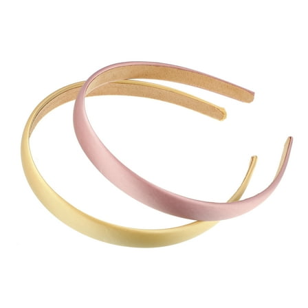 Vocoste 2 Pcs Solid Simple Satin Headbands Accessories for Women Pink Yellow 0.63"