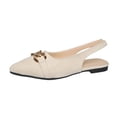 thumbnail image 2 of NexTorq Women's Pointed Toe Flat Shoes Suede Slingback Low Heels Slip on Flats Fashion Comfortable Casual Dress Shoe, Beige, 36, 2 of 6