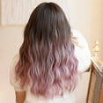 thumbnail image 5 of Ombre Purple Wigs with Bangs, Purple Pink Long Wavy Wig for Women, Long Curly Synthetic Hair Wig for Party Daily Use 24 Inches, 5 of 7