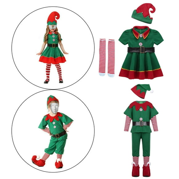 Navidad disfraz Cosplay ropa conjunto foto accesorios traje para fiesta juego de rol carnaval Decoración Hombre140cm Mujer 130cm Hugo Ropa de elfo
