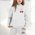 thumbnail image 2 of Girls Winter Outfits Bow Print Long Sleeve Hooded Sweatshirt Joggers Child Comfy Daily Wear Autumn Loose Outfit Set, 2 of 4