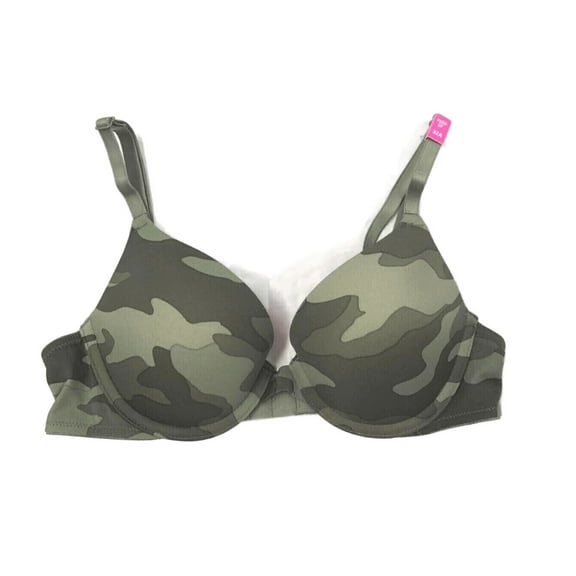 Victoria's Secret Pink Wear Everywhere Women's Push-Up Bra, Green Camo