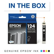 EPSON 124 DURABrite Ultra Ink Standard Capacity Black Cartridge (T124120-S) Works with Stylus NX-125, NX-127, NX-130, NX-230, NX-330, NX-420, NX-430, WorkForce WF-320, WF-323, WF-325, WF-435