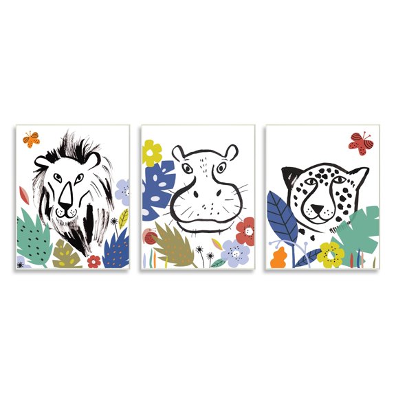 Stupell Industries Jungle Animal Kingdom Colorful Kids Pet Illustration,10 x 15, Design by Abi Hall